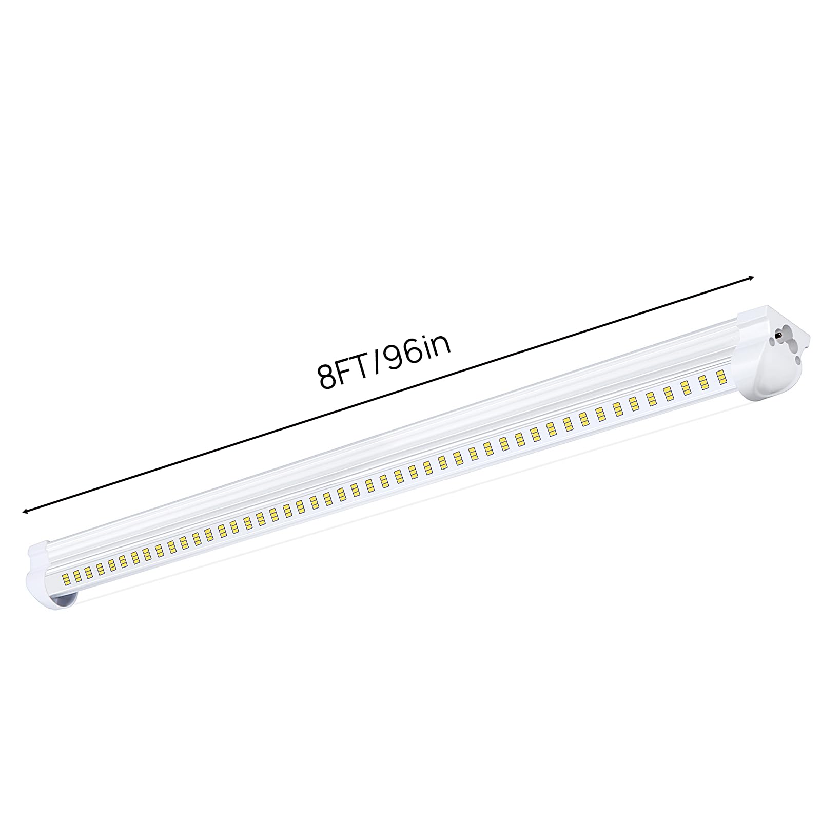 Singteam 10Pack 8Ft LED Shop Light Fixture, 100W Integrated LED Tube Light,15500LM, 6500K, Clear Cover,6 Rows V Shape 270 Degree T8 LED Lighting for Garage Warehouse Workshop Basement