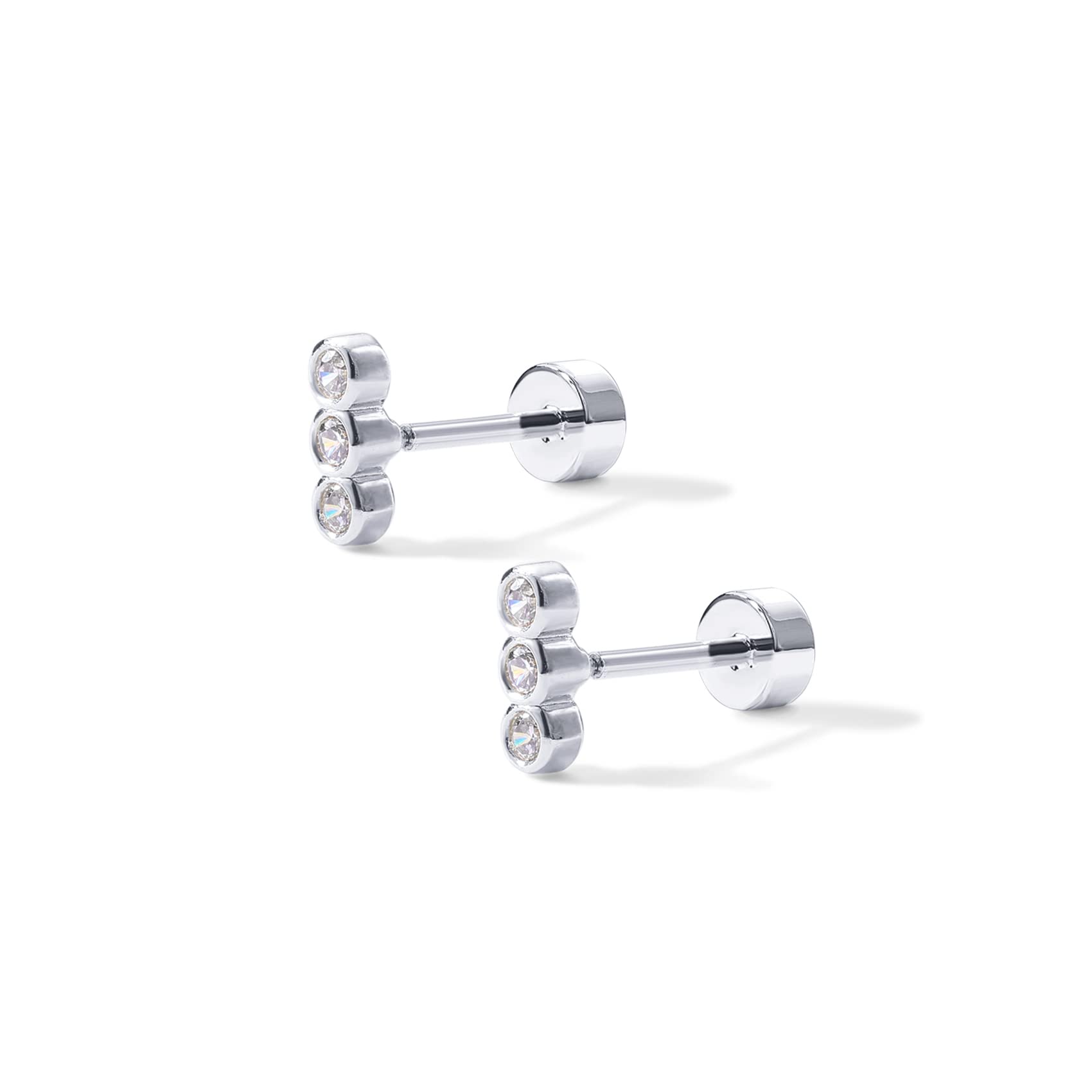 PAVOI 14K Gold Plated Flat Back Earrings | Solid 925 Sterling Silver Posts | Helix Cartilage Earrings for Women | Cubic Zirconia Stud Earrings | Trending Fashion Jewelry
