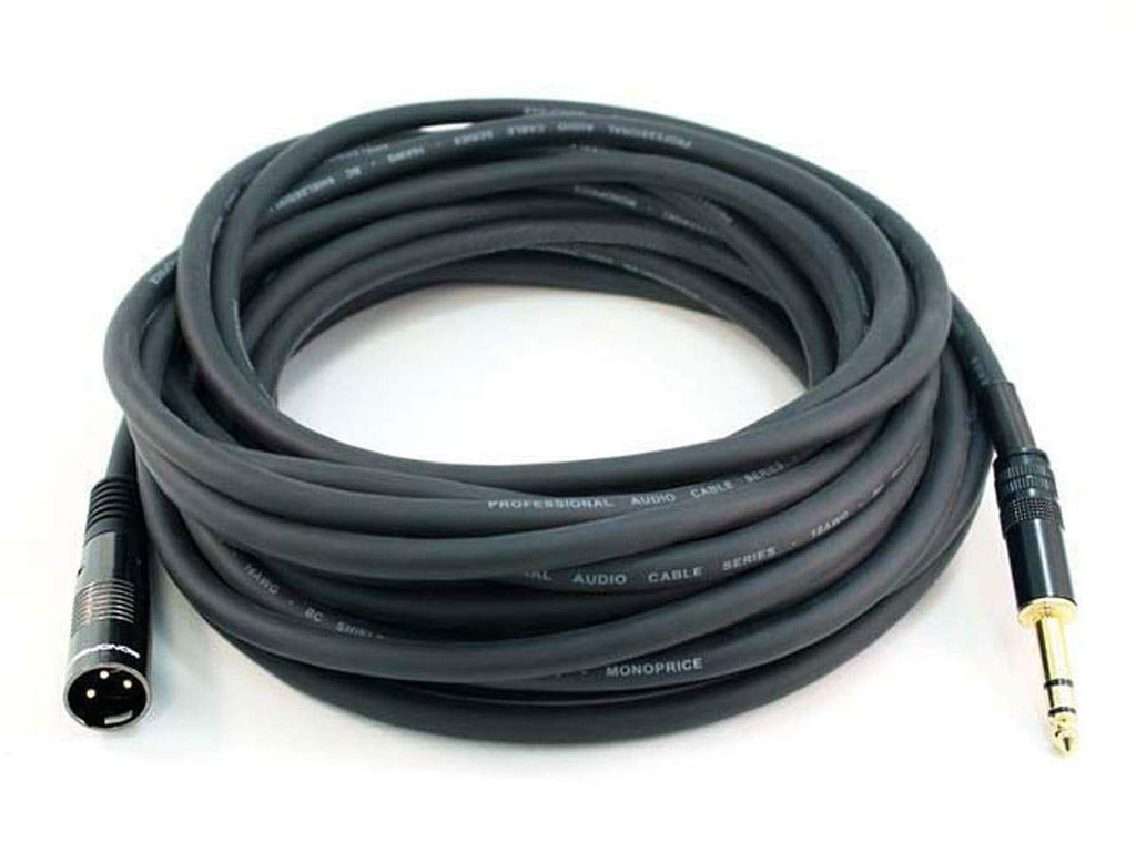 Monoprice 104759 1.5-Feet Premier Series XLR Male to 1/4-Inch TRS Male 16AWG Cable Black