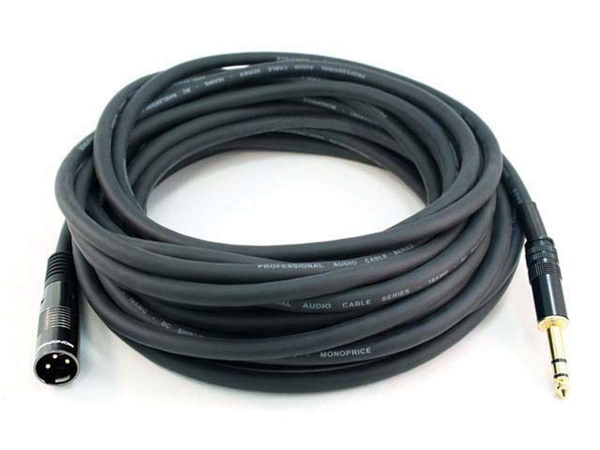 Monoprice 104759 1.5-Feet Premier Series XLR Male to 1/4-Inch TRS Male 16AWG Cable Black