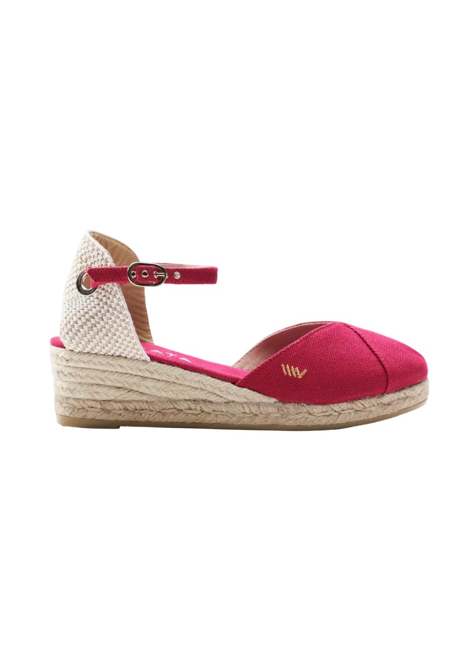 Viscata Pubol Espadrille Canvas Low Wedges with Ankle Strap Spain Handmade 2” Heel Women's Sandals with Breathable Organic Cotton Canvas and 100% Natural Jute for all Occasions: Casual, Work, Party