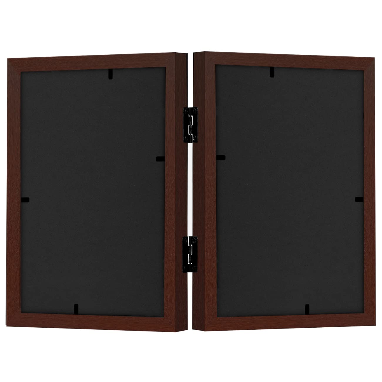 Americanflat Hinged 4x6 Picture Frame with Shatter-Resistant Glass - Double Picture Frames with Engineered Wood - Signature Collection - Photo Frame for Tabletop Display - Black