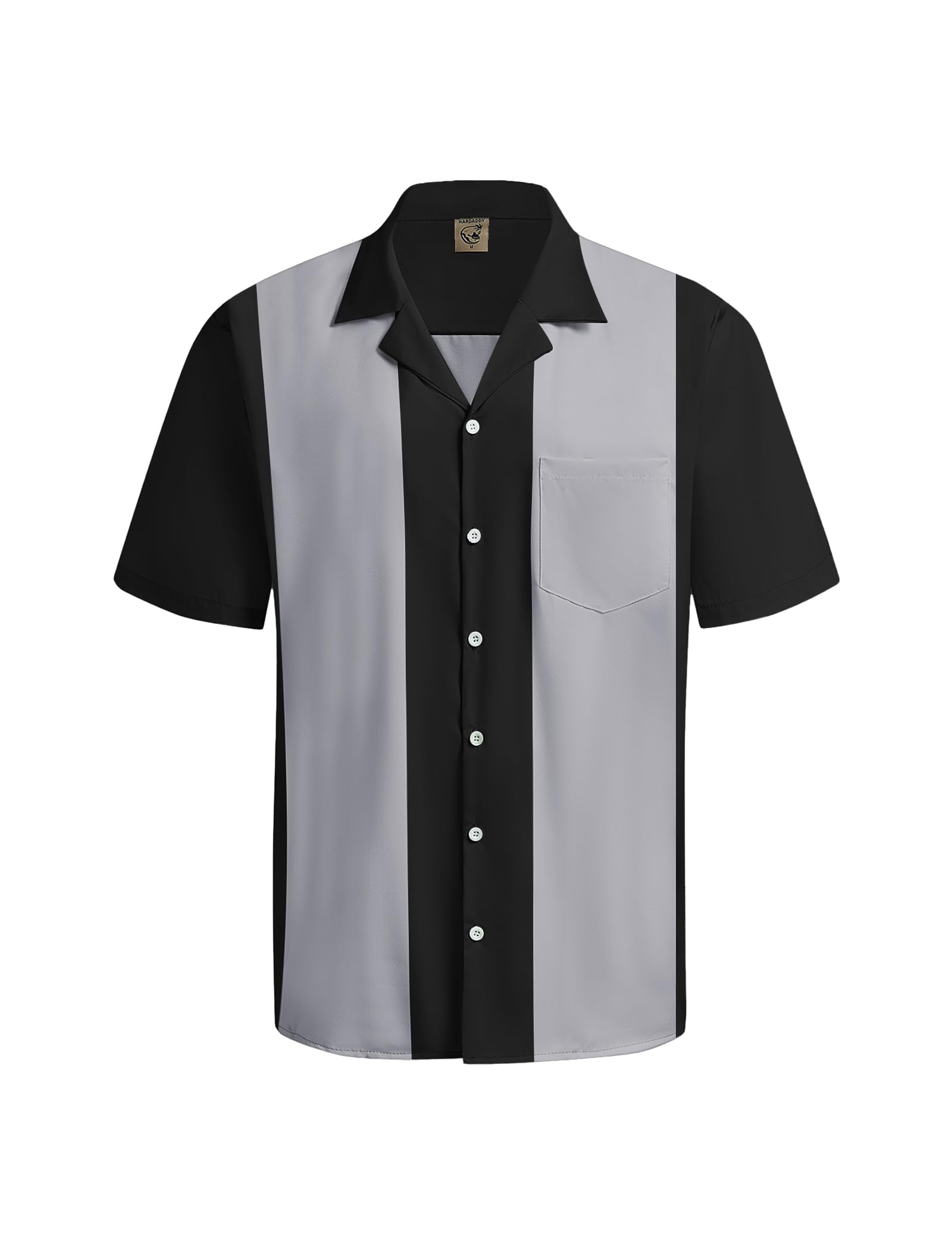 Hardaddy Men's Camp Collar Retro Vintage Bowling Button Down Shirt with Pocket Casual Short Sleeve Beach Shirts Summer