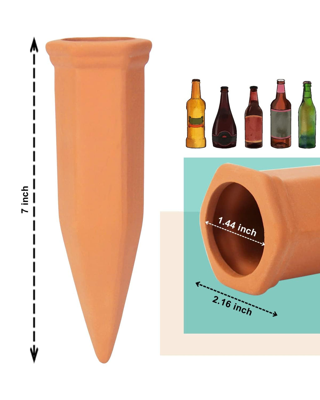 vensovo Terracotta Self Watering Spikes - 24 Pcs Potted Plant Watering Devices Vacation Self-Watering Stakes for Outdoor, Indoor Plants, Wine Bottle