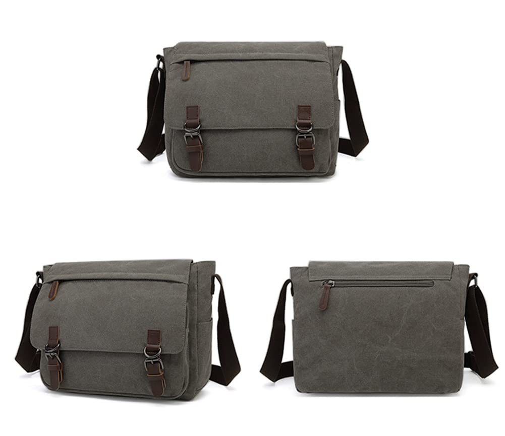 Sechunk Canvas Vintage Messenger Bag Shoulder bag Leather Large Travel Crossbody bags for men women 15inch Laptop