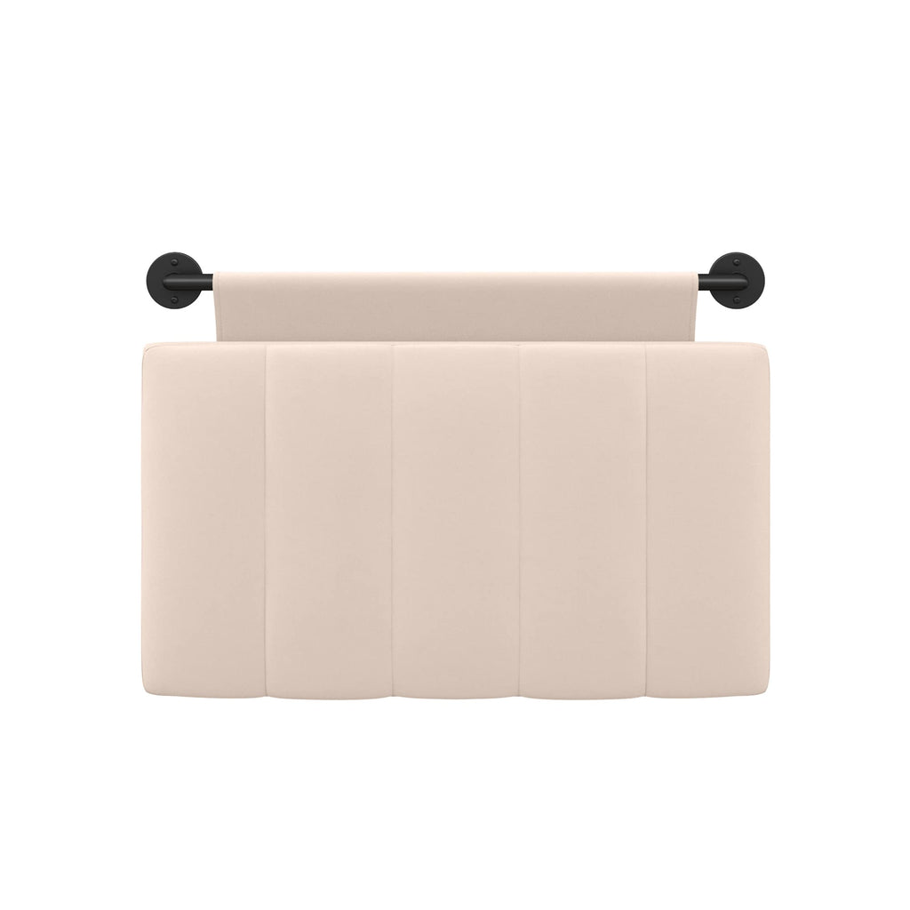 Nathan James Harlow Modern Wall Mount Hanging Headboard, Queen, Brown Faux Leather