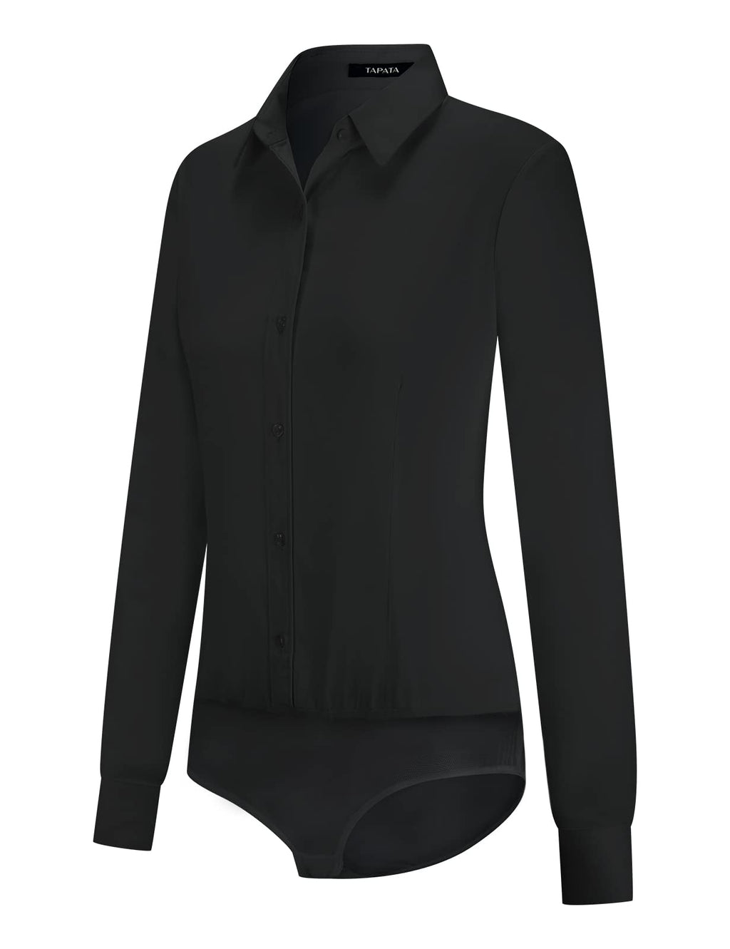 Tapata Womens Bodysuit Blouse Button Down One-Piece Long Sleeve Solid Office Work Shirt Casual Tops