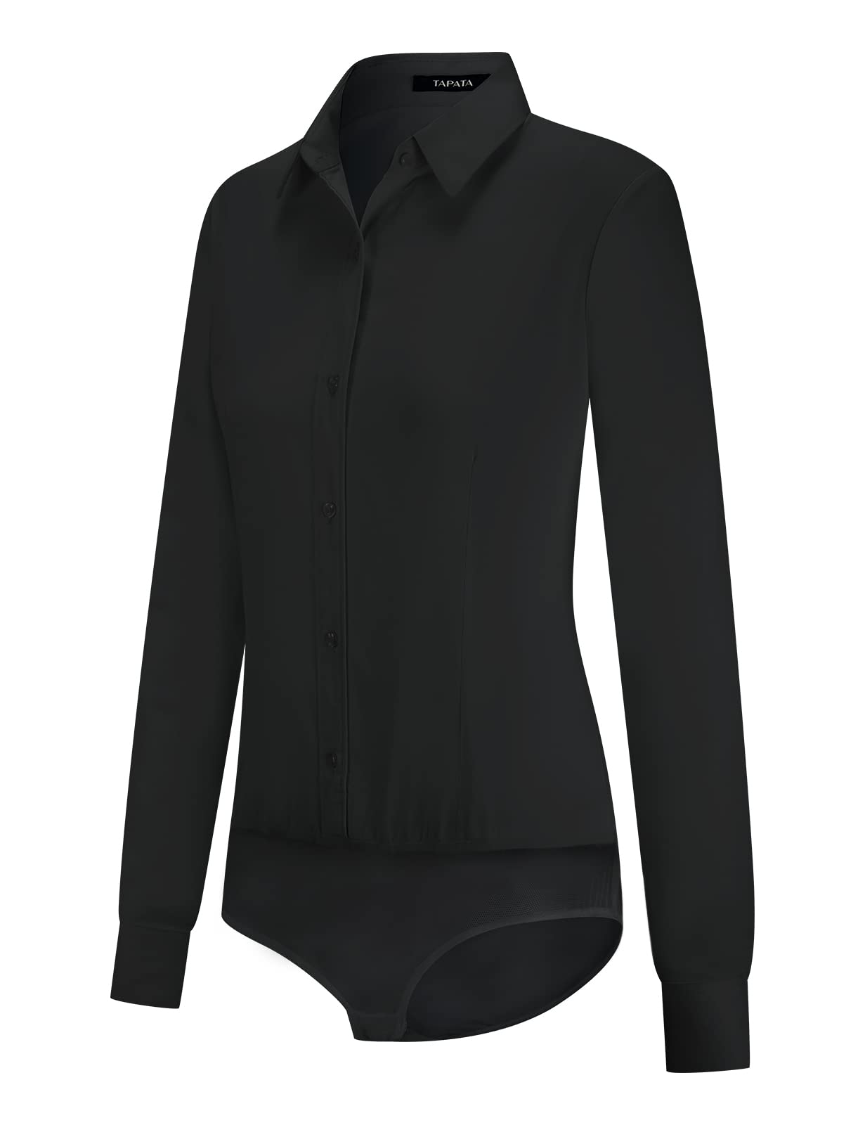 Tapata Womens Bodysuit Blouse Button Down One-Piece Long Sleeve Solid Office Work Shirt Casual Tops