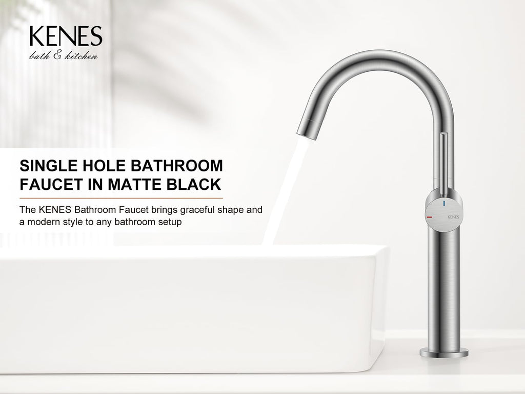 KENES Black and Gold Single Handle Bathroom Sink Faucet, Modern Prep Wet Bar Sink Faucet with Drain Assembly & Deck Plate, Vanity Faucets for Farmhouse RV Camper Utility, KE-9005B-BG