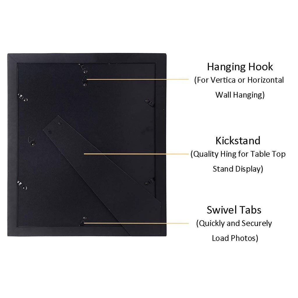 4x6 2-Opening Collage Frame Black Wood | Two 4x6 openings, shatter-resistant glass, tabletop & wall mount