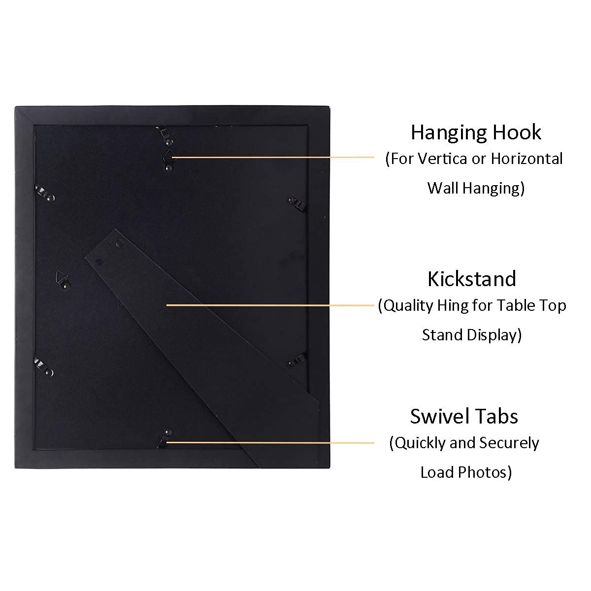 4x6 2-Opening Collage Frame Black Wood | Two 4x6 openings, shatter-resistant glass, tabletop & wall mount