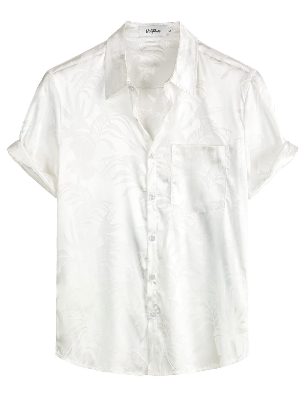 VATPAVE Mens Summer Jacquard Regular Fit Shirts Casual Button Down Short Sleeve Beach Tops with Pocket