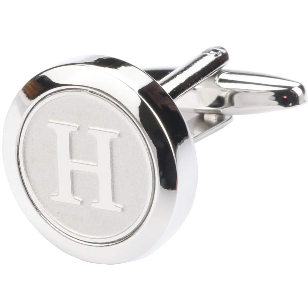 Mens Classic Stainless Steel Initial Cufflinks 26 Alphabet Initial Letter Cufflinks Business Wedding Shirts A-Z