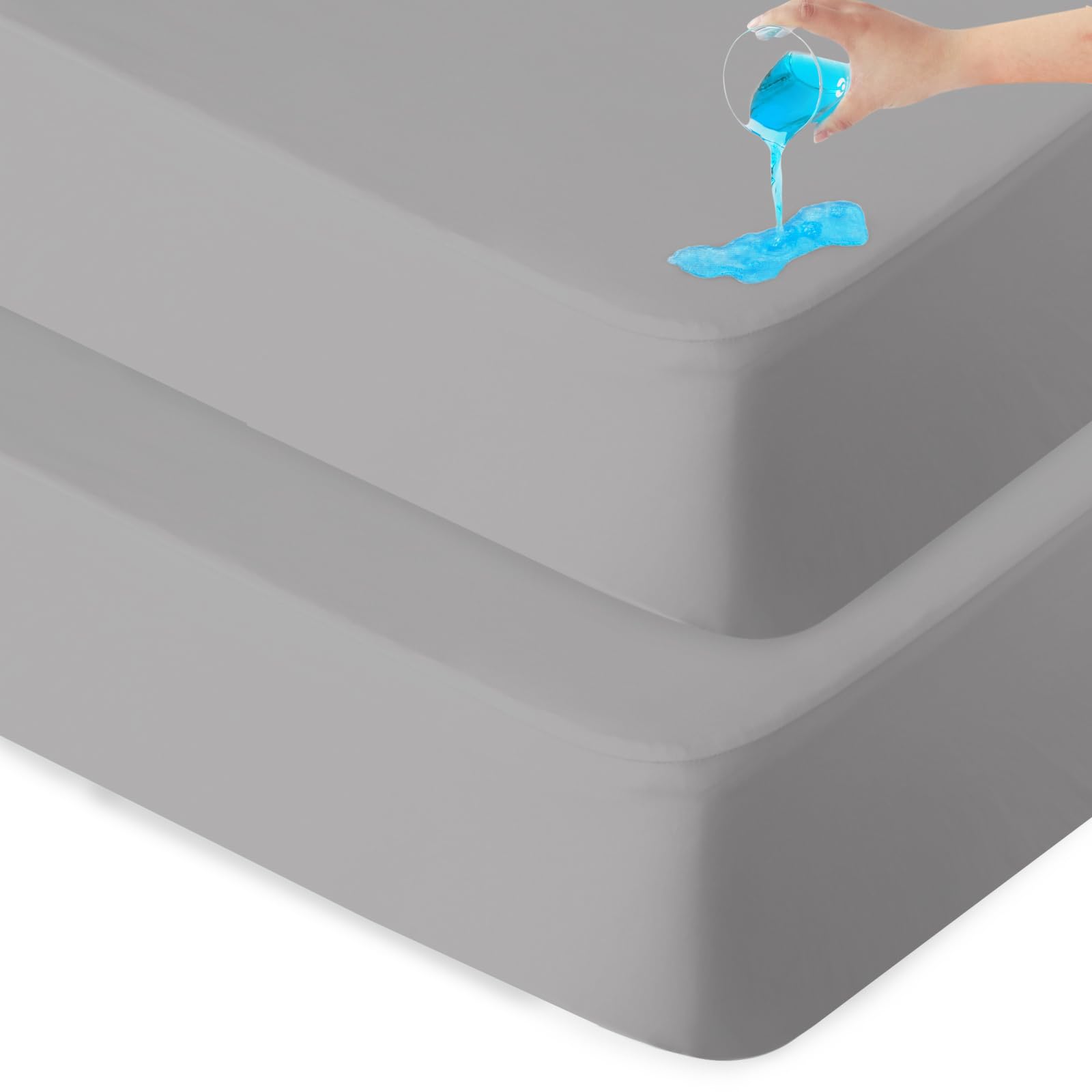 2 Pack Twin Mattress Protector Waterproof, Noiseless & Soft Coverage Mattress Fitted Sheet Twin with Deep Pocket up to 14", Super Breathable & Easy Wash Twin Size Mattress Protector