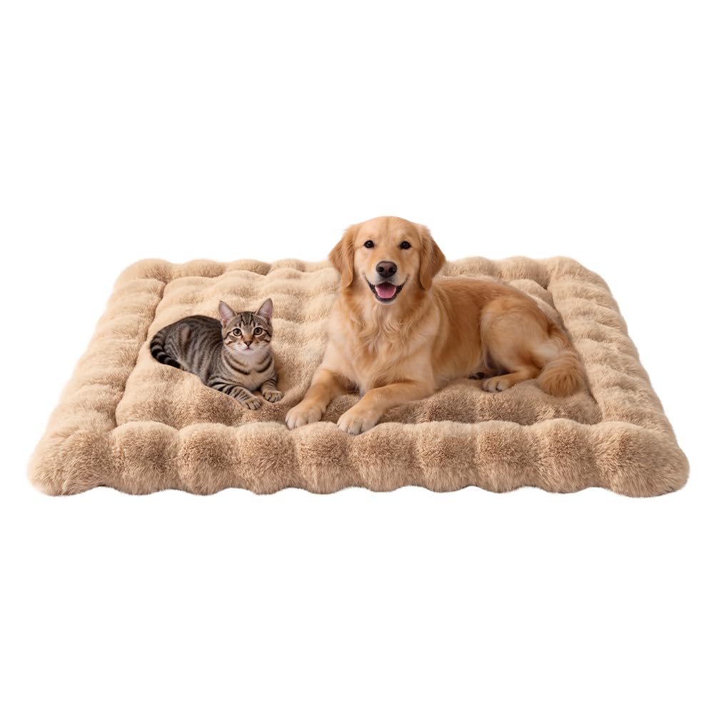 SOMAHE Cat Bed Mat, Soft Plush Faux Fur Kneading Pet Bed, Machine Washable Cat Sleeping Pad for Indoor Cats & Kittens, Non-Slip Fluffy Cat Rug for Couch Sofa Floor, 23x15 Inch Grey