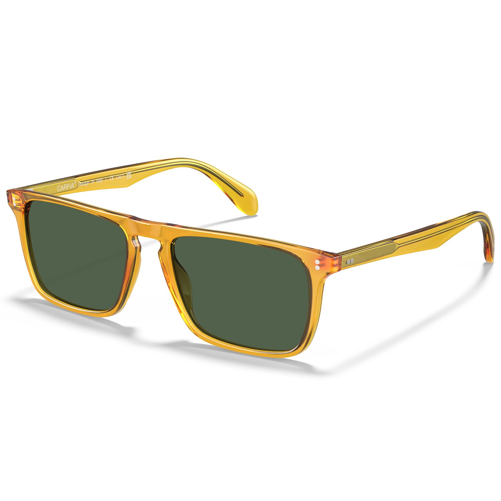 CARFIA Retro Polarized Sunglasses for Men UV Protection Hand-crafted Acetate Frame Fashion Cool Sun Glasses CA53572