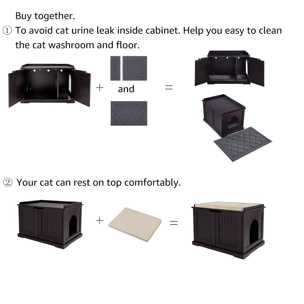unipaws Extra Large Cat Litter Box Enclosure for Self-Cleaning & Automatic Litter Boxes, Tall Cabinet with Charging Station, Wooden Dog Proof Hidden Cat House for Top Entry Litter Box