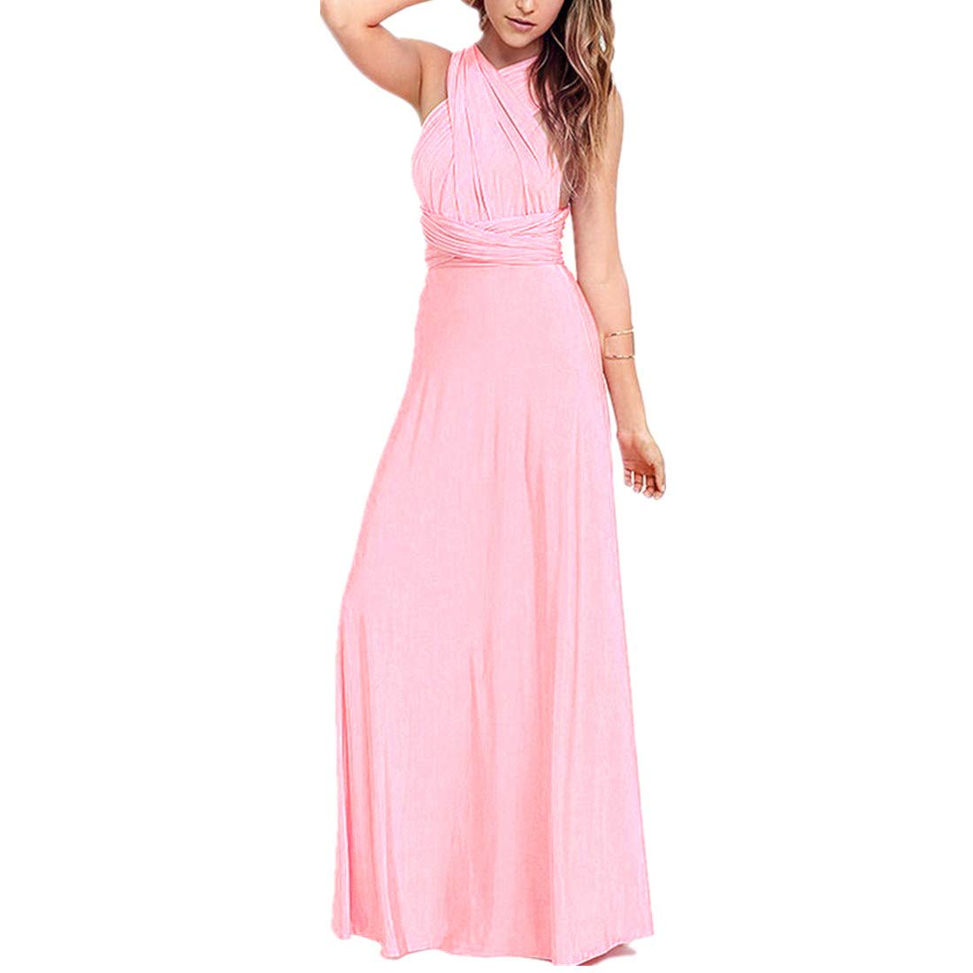 Women Transformer Hi Low Evening Long Prom Dress Halter Convertible Multi Way Spaghetti Strap Wedding Cocktail Maxi Gown