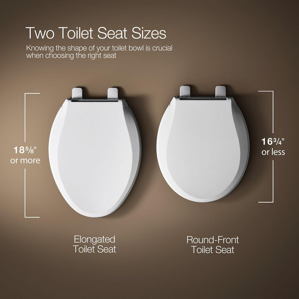 KOHLER K-4775-0 Brevia Round Toilet Seat with Quick-Release Hinges And Quick-Attach Hardware For Easy Clean, White