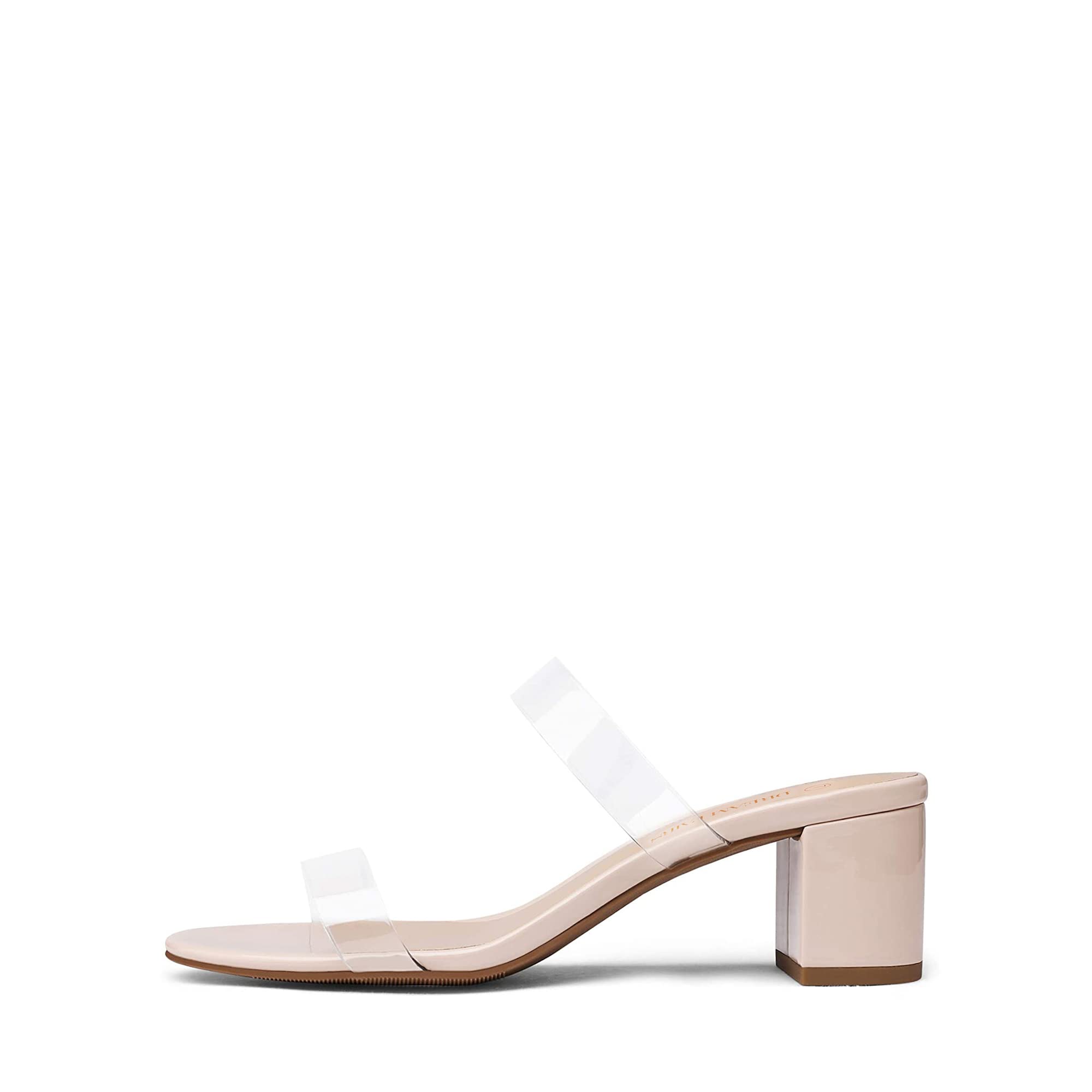 DREAM PAIRS Women's Two Strap Open Toe Low Block Chunky Heels Sandals Dress Pumps Casual Summer Mules Shoes