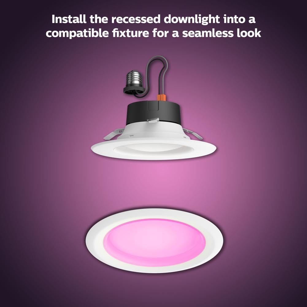 Philips Hue Smart Retrofit Recessed 5/6 Inch LED Downlight 1 Pack - White Ambiance Warm-to-Cool White Light 1100LM - Indoor Control with Hue App - Works with Alexa, Google Assistant and Apple Homekit