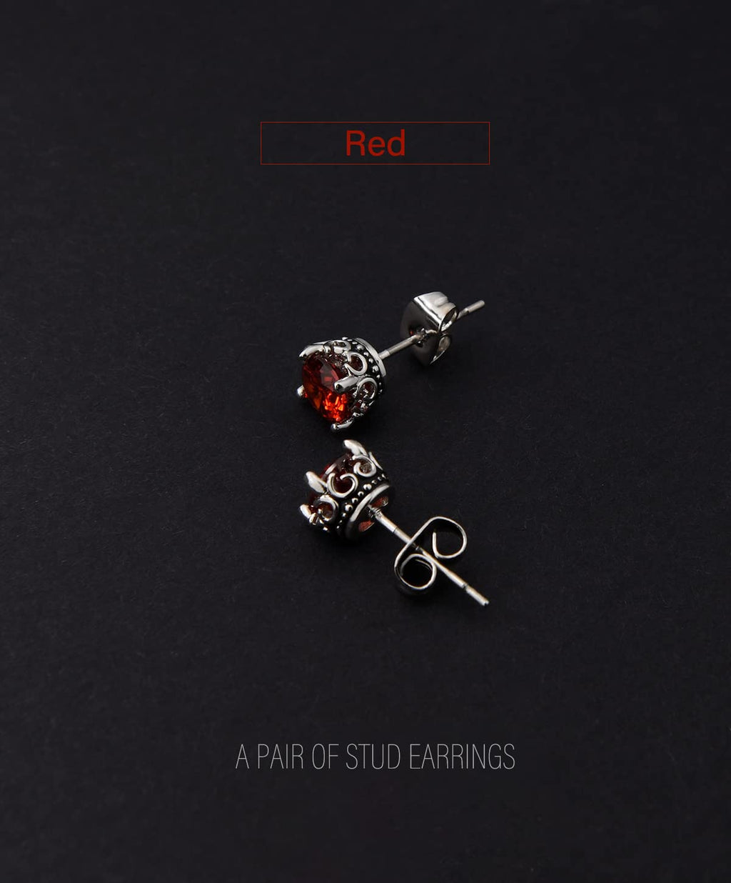 Retro Dark Shadow Stud Earrings, Hypoallergenic Stainless Steel Cubic Zirconia Earrings