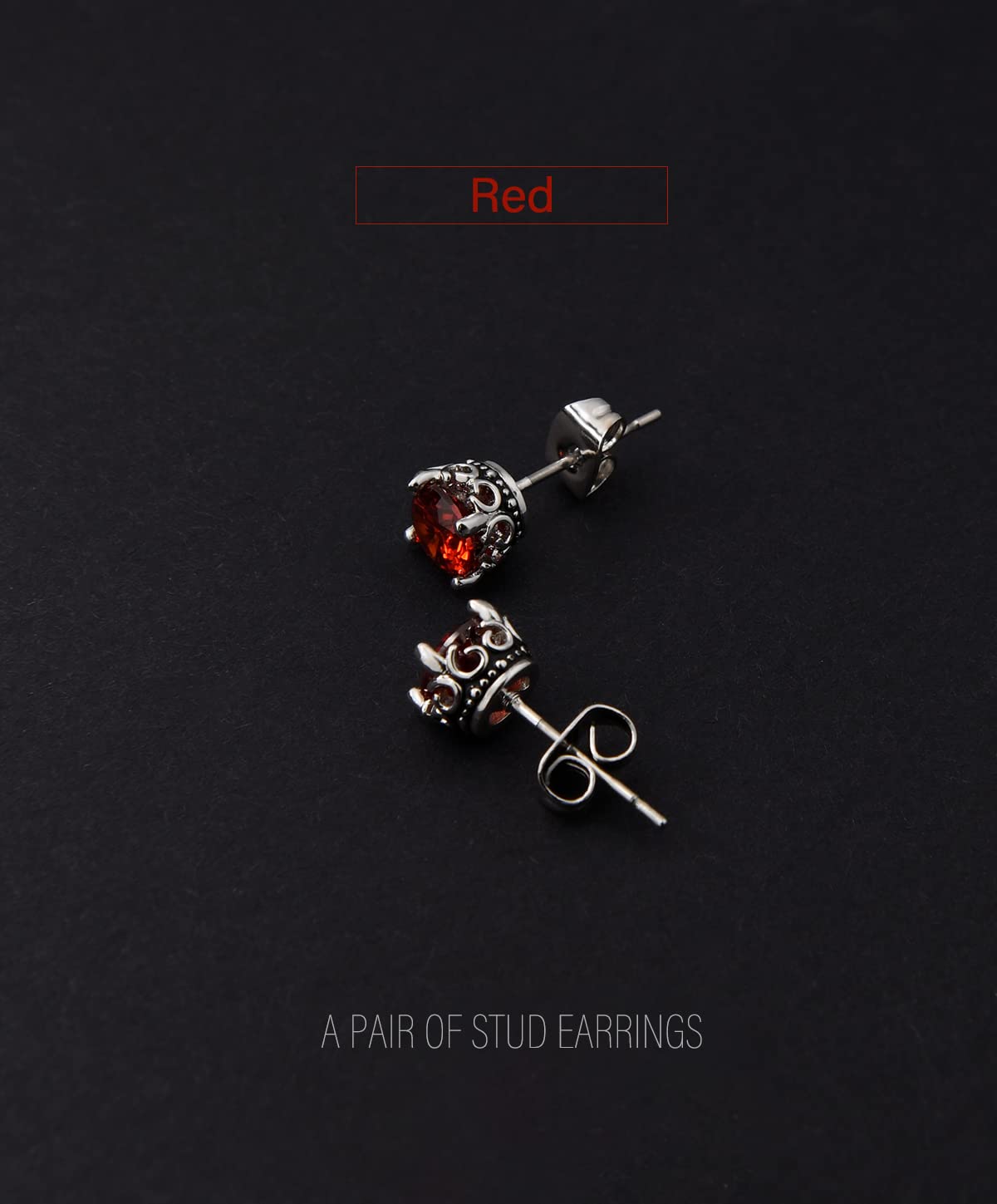 Retro Dark Shadow Stud Earrings, Hypoallergenic Stainless Steel Cubic Zirconia Earrings