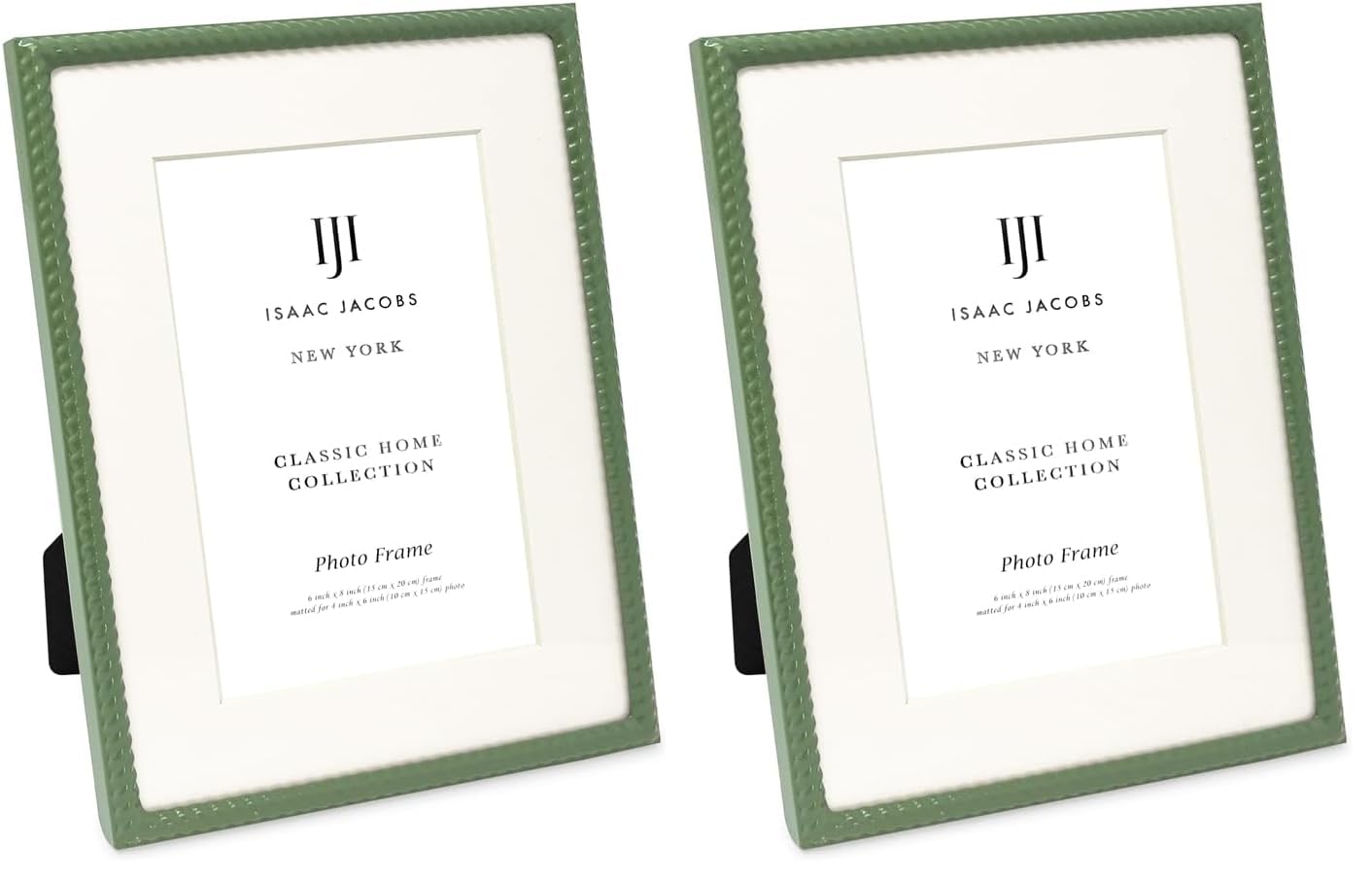 Isaac Jacobs 6x8 (Matted 4x6) Black Metal Rope Border Picture Frame, Horizontal & Vertical for Tabletop and Wall Display, Home Decor, Metal Frame (6x8 (Matted 4x6), Black)
