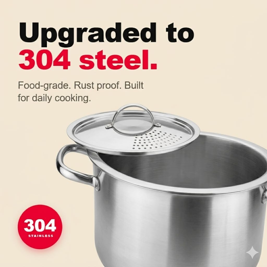 Cooler Concepts Pasta Pot with Strainer Lid - 5.5 Quart Large Spaghetti Pot - Twist & Lock for Easy Drain & No Colander Or Strainer Basket Insert Needed - Dishwasher Safe Pots
