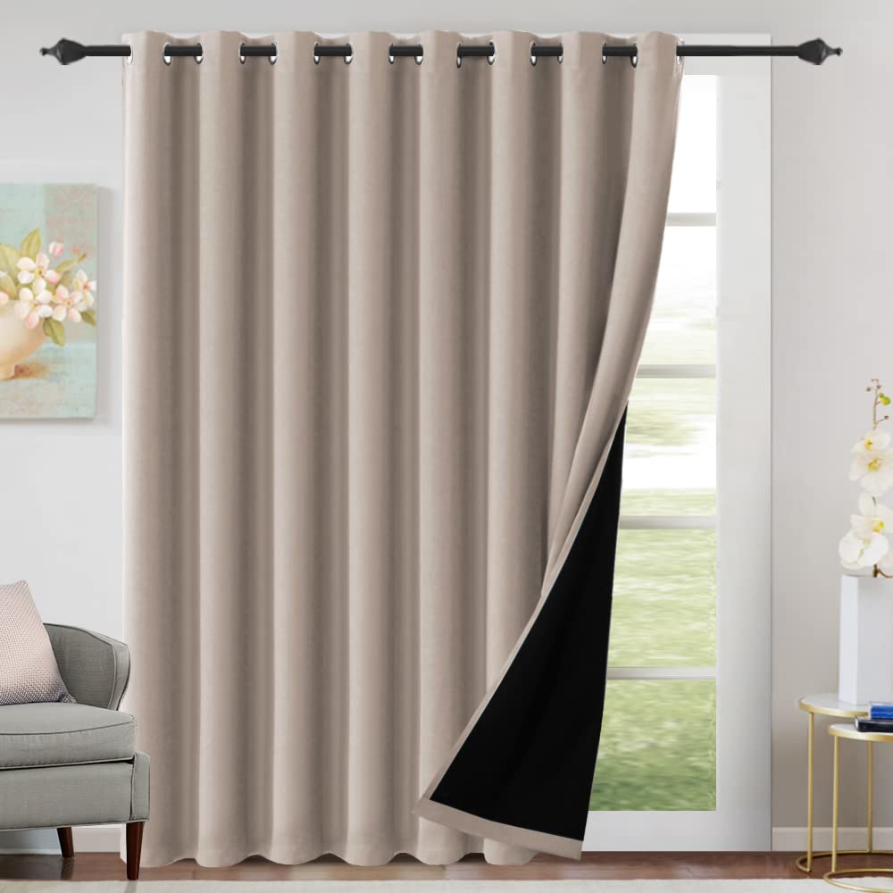 H.VERSAILTEX 100% Blackout Curtains Thermal Insulated Full Blackout Curtains for Living Room Energy Efficiency Window Drapes for Bedroom with Black Liners 1 Panel, 52x63 Inch, Burgundy