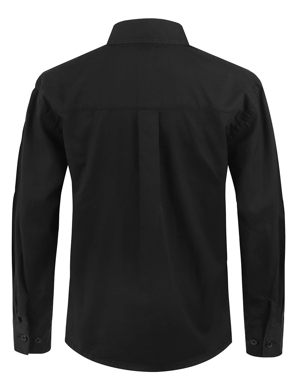 Spring&Gege Boys' Long Sleeve Button Down Shirt for Kids Woven Solid Two Pockets