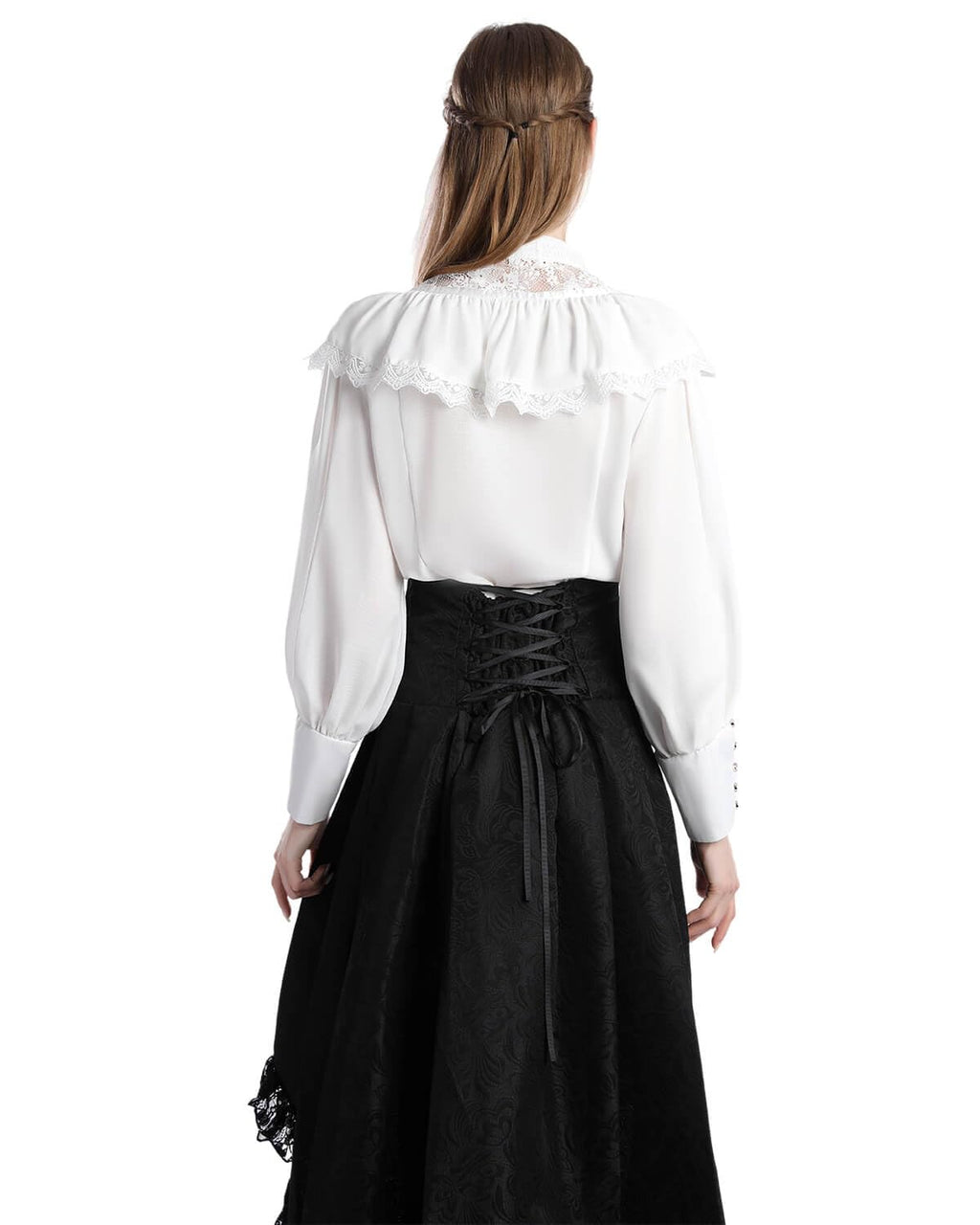Nuoqi Victorian Blouse Womens Gothic Shirt Vintage Long Sleeve Lotus Ruffle Tops