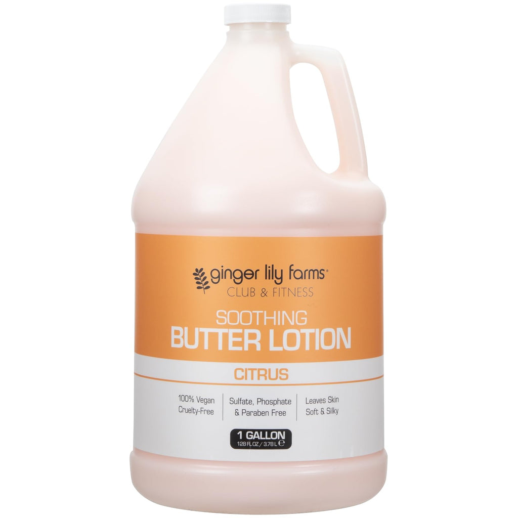 Ginger Lily Farms Club & Fitness Soothing Butter Lotion for Dry Skin, 100% Vegan & Cruelty-Free, Aloe Vera Scent, 1 Gallon (128 fl oz) Refill