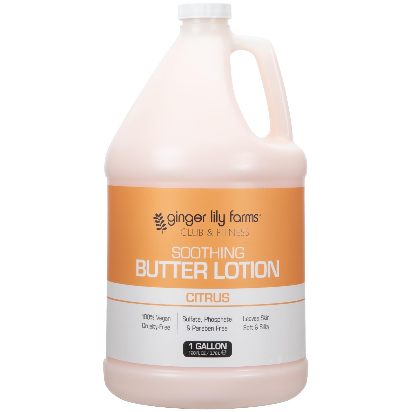 Ginger Lily Farms Club & Fitness Soothing Butter Lotion for Dry Skin, 100% Vegan & Cruelty-Free, Aloe Vera Scent, 1 Gallon (128 fl oz) Refill