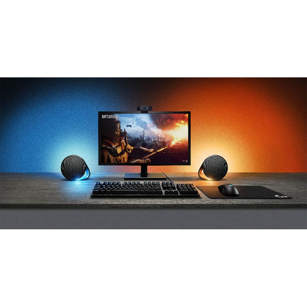 Logitech G560 PC Gaming Speaker System with 7.1 DTS:X Ultra Surround Sound, Game Based LIGHTSYNC RGB, Two Speakers and Subwoofer, Bluetooth, USB, Immersive Gaming Experience - Black