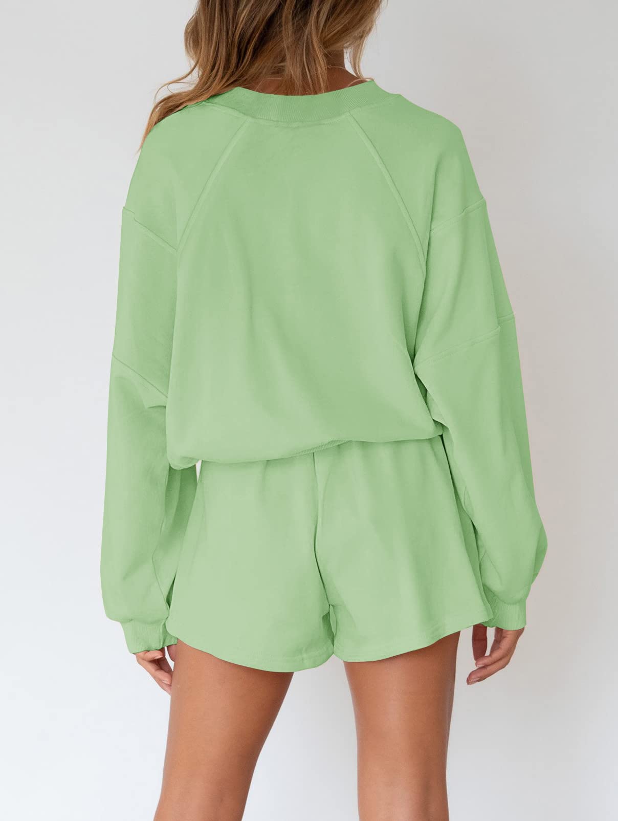 MEROKEETY 2026 Spring Lounge Sets for Women Oversized Batwing Sleeve Casual Top and Shorts 2 Piece Outfits Sweat Set