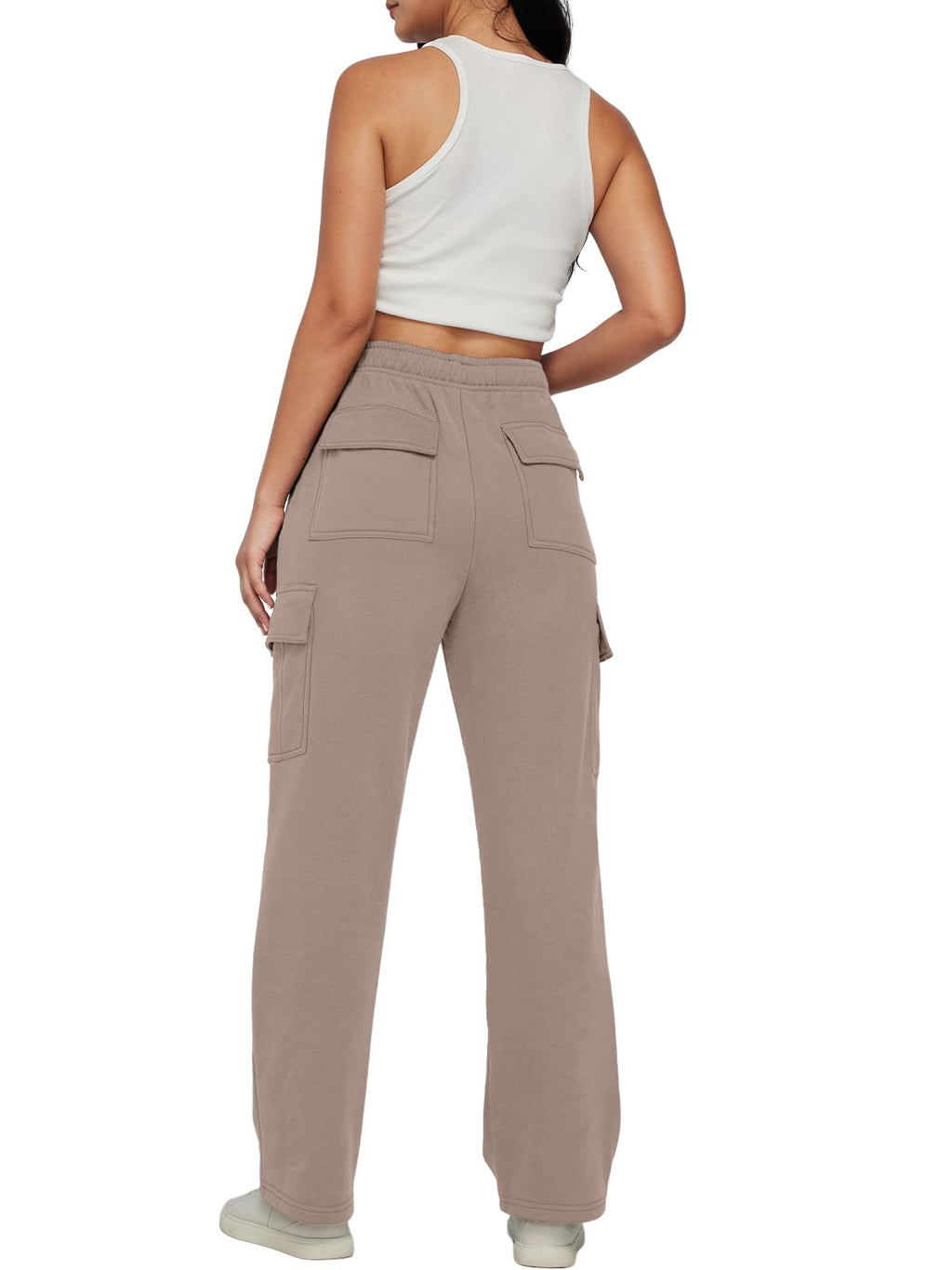 AUTOMET Womens Cargo Sweatpants Baggy Fleece High Waisted Joggers Sweat Pants Athletic Pants