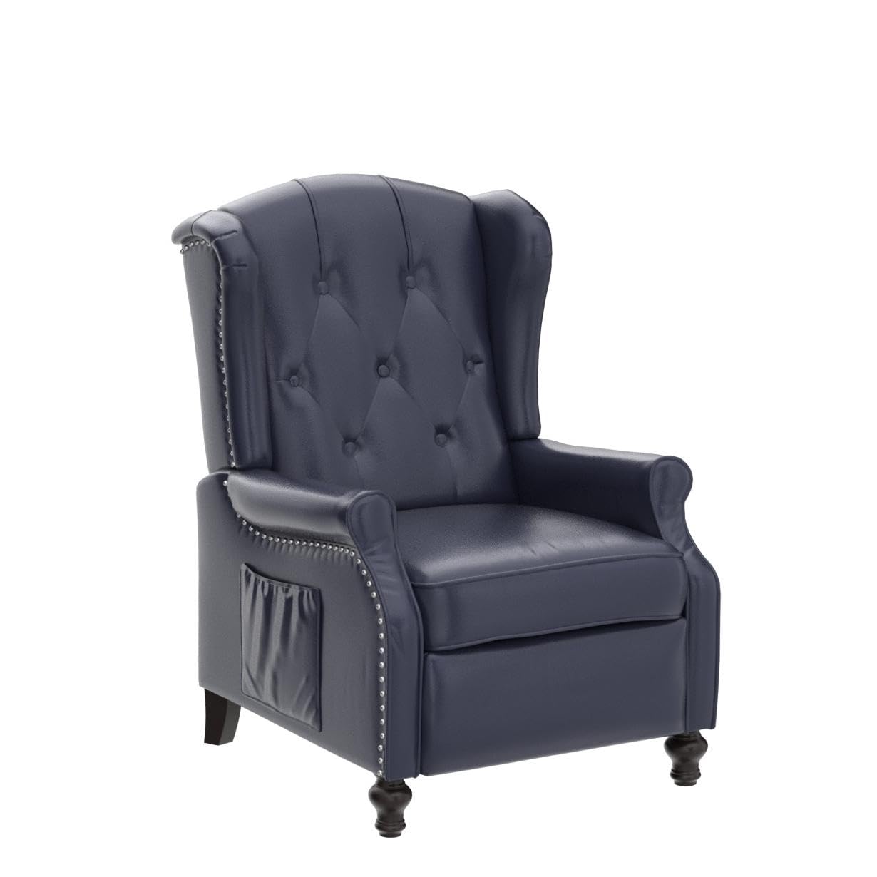 Wingback Chair with Massage and Heat, Tufted Fabric Pushback Recliner Chair, Wingback Recliner Chair with Remote Control, Padded Cushion, Wooden Legs, Small Recliners for Small Spaces