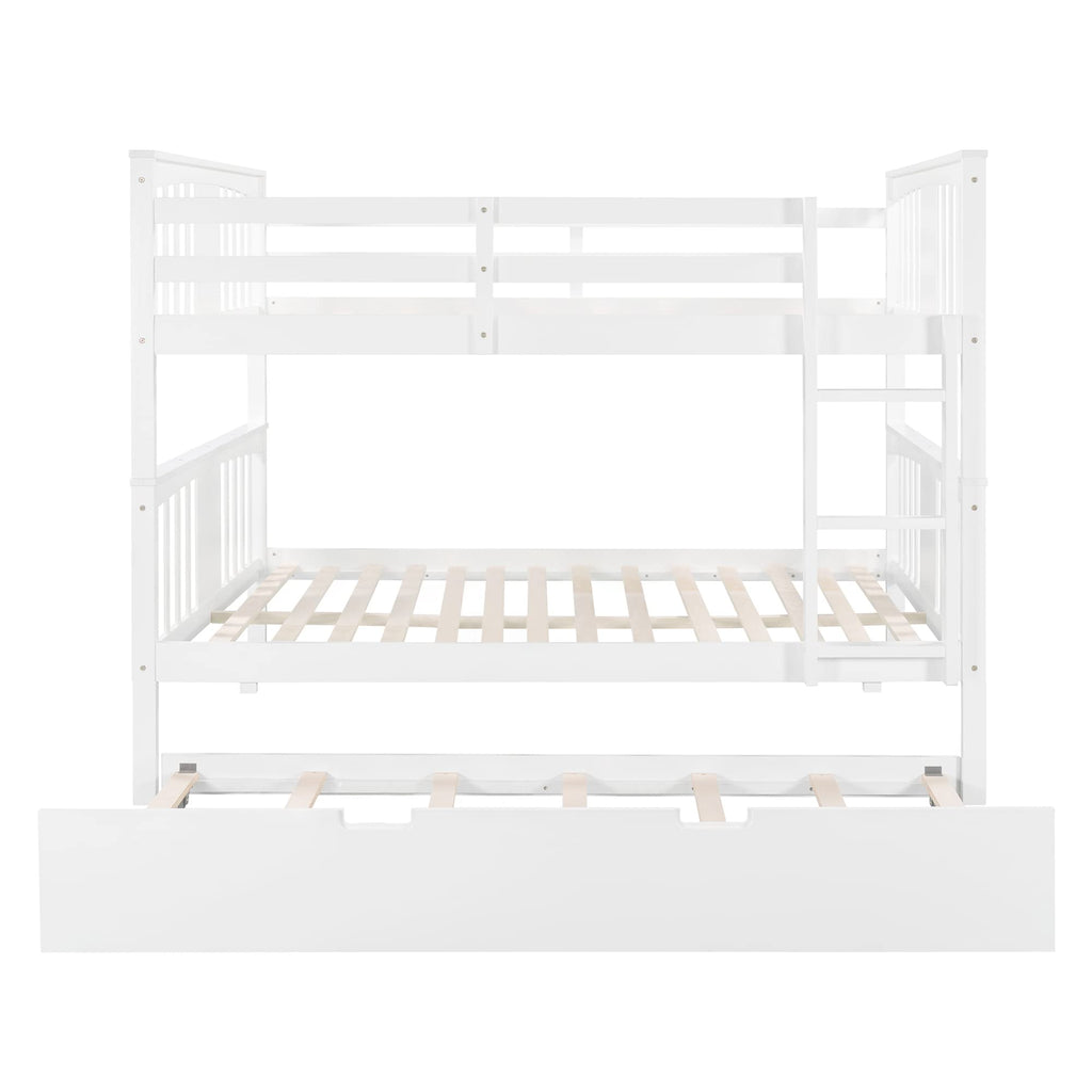 Merax Full Over Full Bunk Bed Convertible to Two Separate Beds, Solid Pine Wood Frame with Safety Guardrail & Headboard, Sturdy Durable Design, for Teens, Espresso