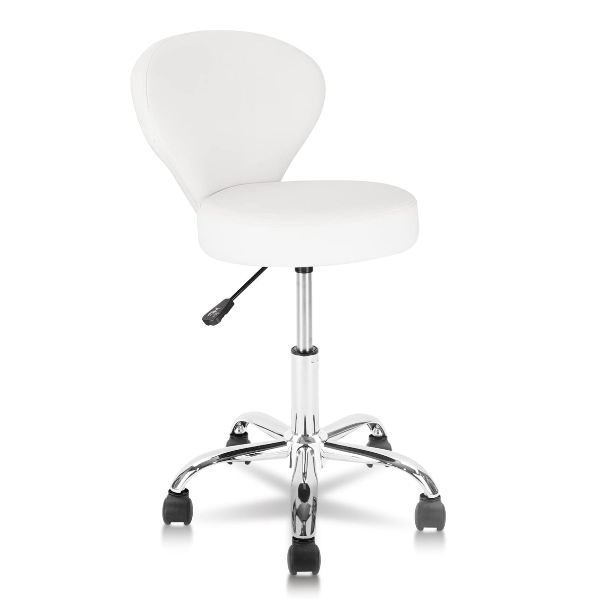KLASIKA Leather Rolling Swivel Salon Stool Chair with Back Support Adjustable Hydraulic Seat Height 22 in for Office Massage Facial Spa Medical Drafting Tattoo Beauty Barber