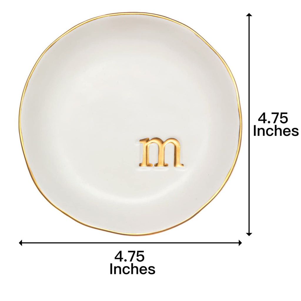 COLLECTIVE HOME - Ceramic Jewelry Tray, Decorative Trinket Dish for Rings Earrings Necklaces Bracelet Watch Keys, Birthday Mother's Day Christmas Gift for Women, 4.75", White Surface (A)