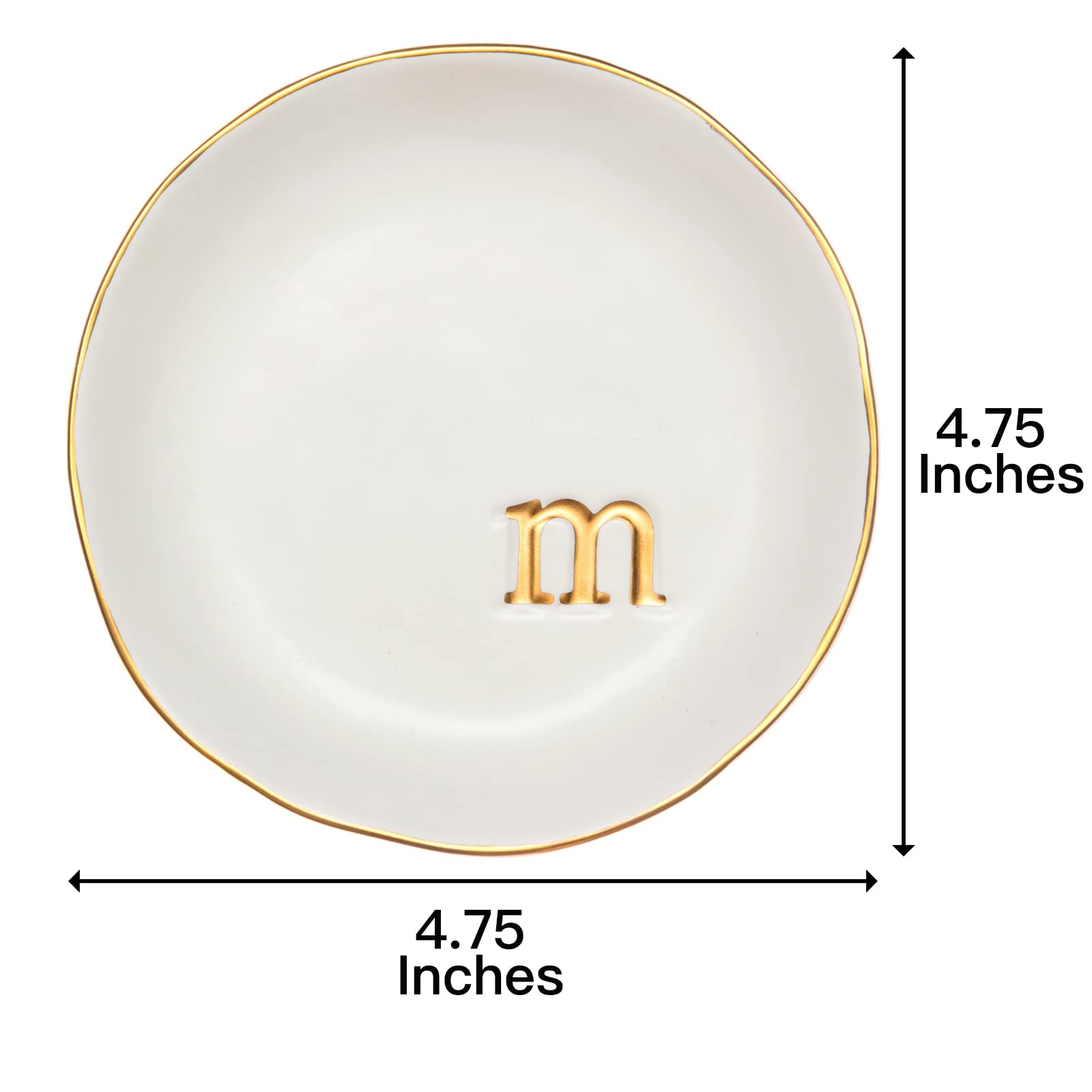 COLLECTIVE HOME - Ceramic Jewelry Tray, Decorative Trinket Dish for Rings Earrings Necklaces Bracelet Watch Keys, Birthday Mother's Day Christmas Gift for Women, 4.75", White Surface (A)