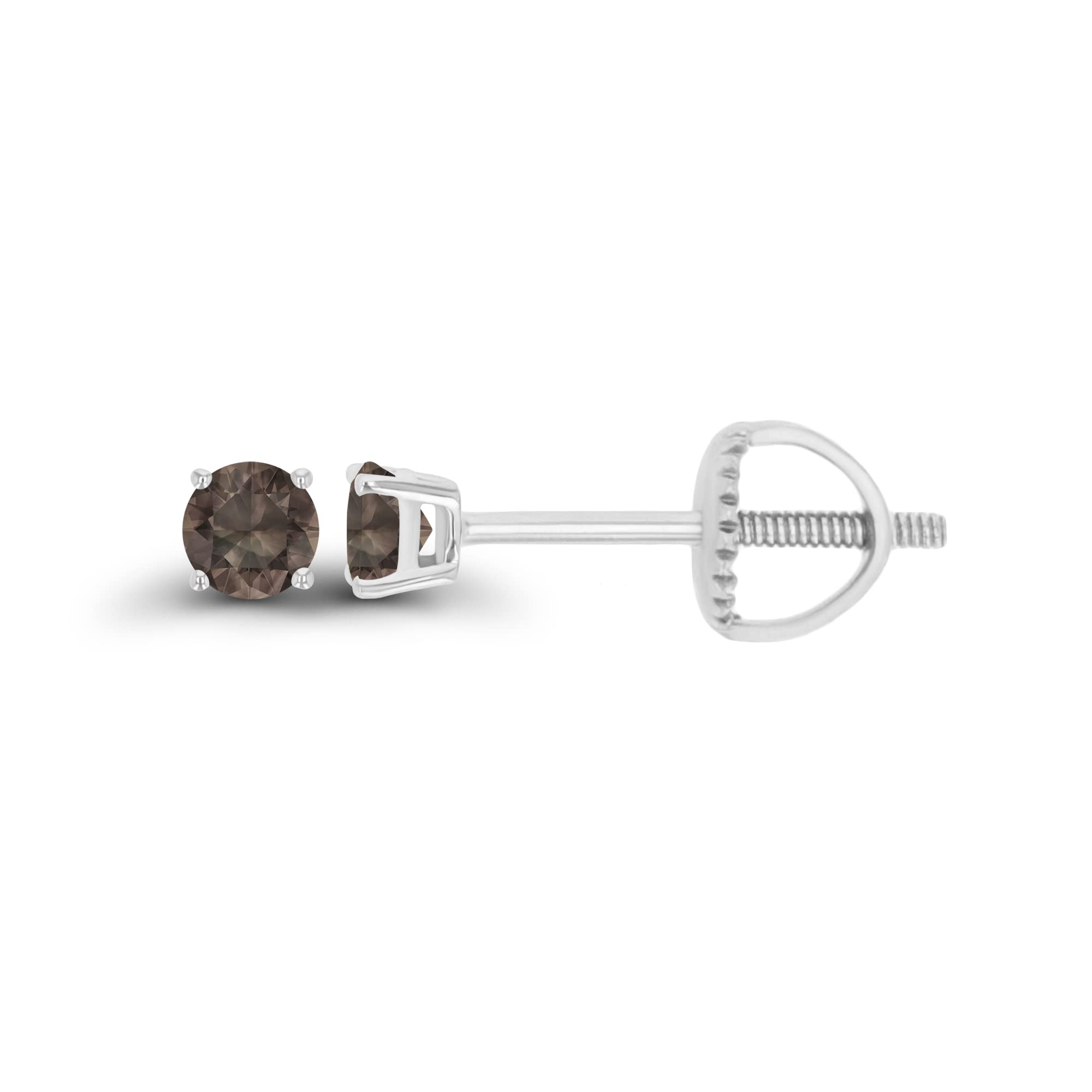 14K Gold Plated 925 Sterling Silver Hypoallergenic 3mm Round Genuine Birthstone Solitaire Screwback Stud Earrings