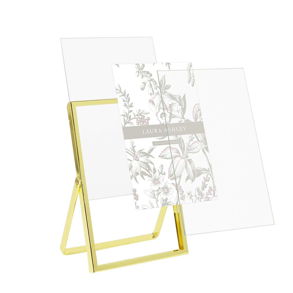 Laura Ashley 2x3 Rose Gold Flat Metal Picture Frame (Vertical) with Pull-Out Easel Stand, Made for Tabletop, Counterspace, Shelf and Desk (2x3, Rose Gold)