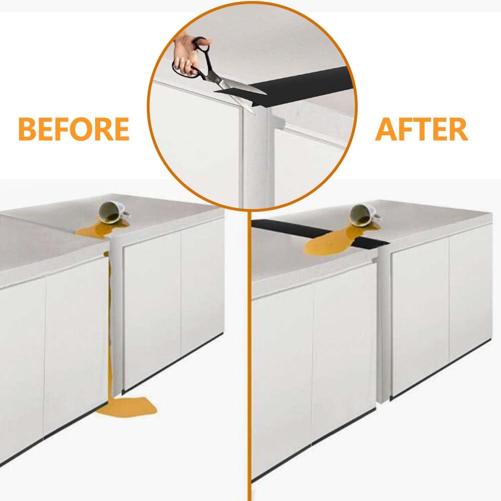FLSEPAMB Silicone Stove Gap Covers, 2 Pack Heat Resistant Oven Gap Filler Seals Gaps with Anti-Slip Mirror Base, Stain Resistant Stove Counter Gap Cover Silicone Strips Between Stovetop and Counter