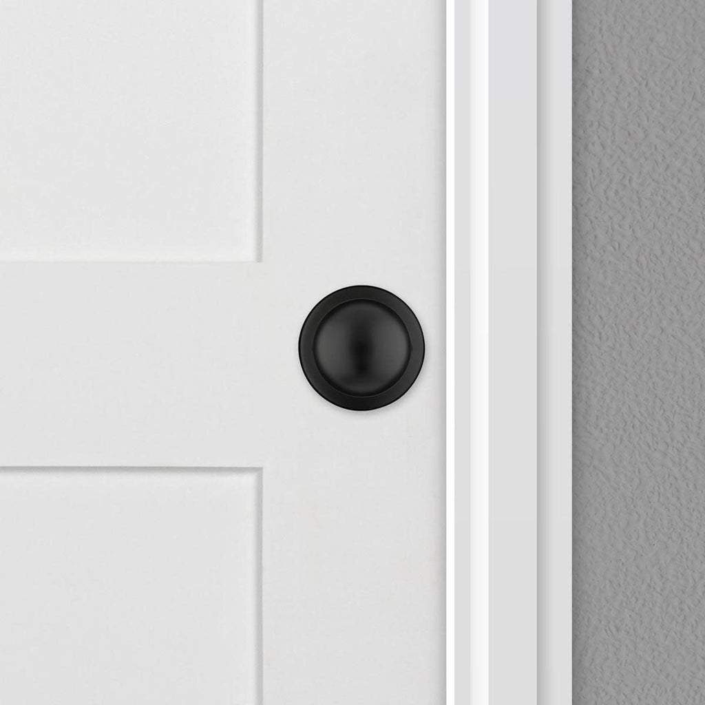 Kwikset Polo Dummy Door Knob, Single Sided Handle for Closets, French Double Doors, and Pantry, Matte Black Non-Turning Interior Push/Pull Door Knob, with Microban Protection