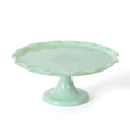 Martha Stewart Watercrest Glass Cake Stand, 10.2 Inch Footed Pedestal Cake Plate with Scalloped Ruffled Edge, Clear Handmade Glassware for Weddings, Parties, and Dessert Display