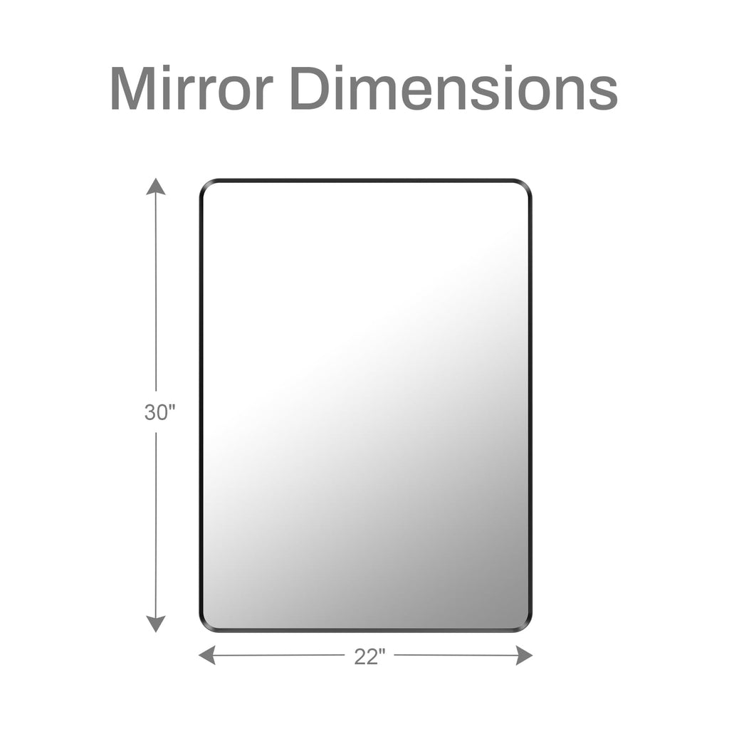 22x30 inch Gold Bathroom Mirror,Rounded Rectangle Gold Metal Framed, HD Tempered Glass, Horizontal or Vertical Hanging, Modern Bathroom Decor