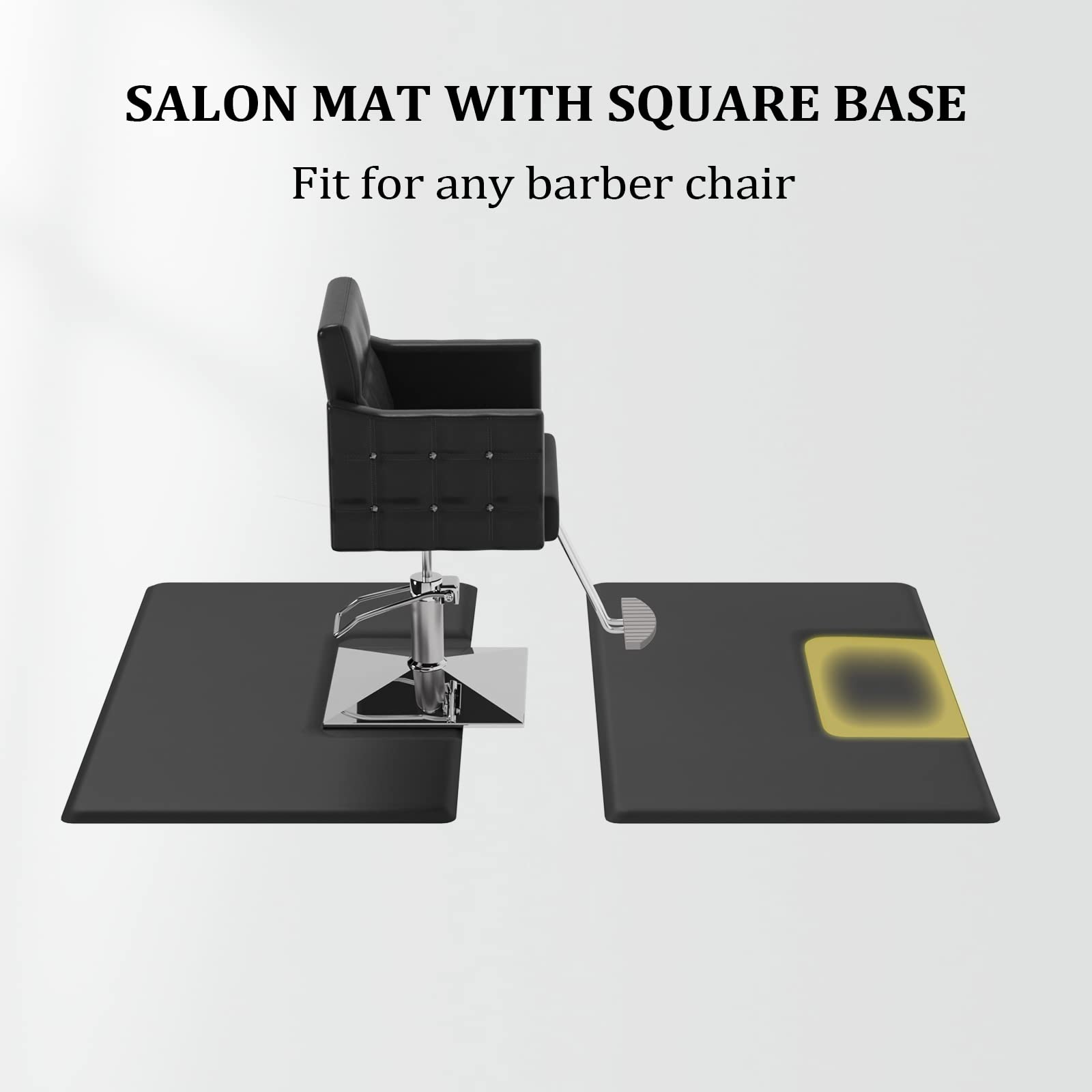 OmySalon 3' x 4' Barber Floor Mat Anti Fatigue for Stylist Standing, 1/2'' Thick Comfort Matt Square Base for Salon Styling Chair, Hair Cutting Hairdressing Beauty Equipment