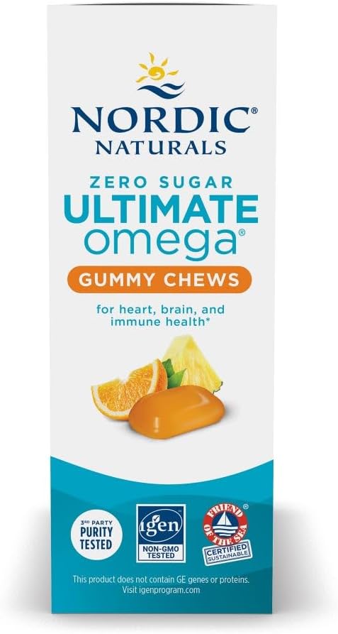 Nordic Naturals Zero Sugar Ultimate Omega Gummy Chews - Tropical Fruit - 54 Gummy Chews - Non GMO - Optimal Wellness - 27 Servings